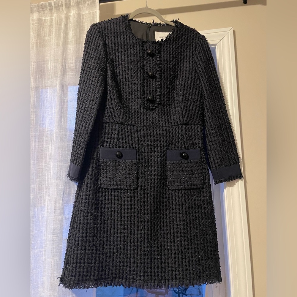 LK Bennet London Navy Fringe Dress